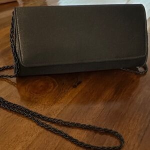 La Regale Elegant Black Clutch with Chain Strap